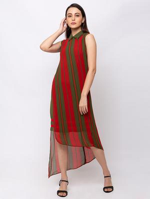 striped asymmetric dress - 17354970 - Standard Image - 2