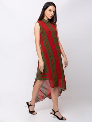 striped asymmetric dress - 17354970 - Standard Image - 3