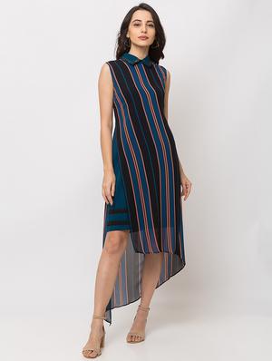 striped asymmetric dress - 17354971 - Standard Image - 2