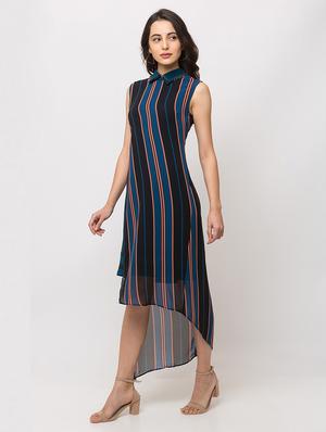 striped asymmetric dress - 17354971 - Standard Image - 3