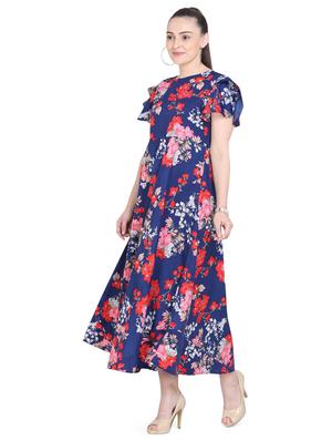 round neck floral flared dress - 17354982 - Standard Image - 2