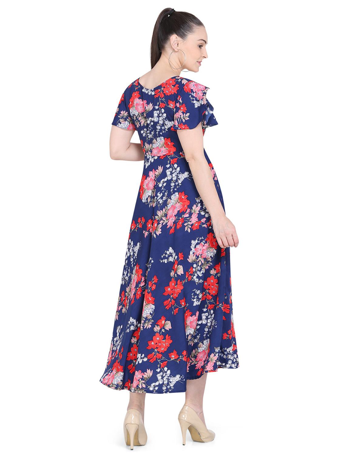 round neck floral flared dress - 17354982 - Zoom Image - 3