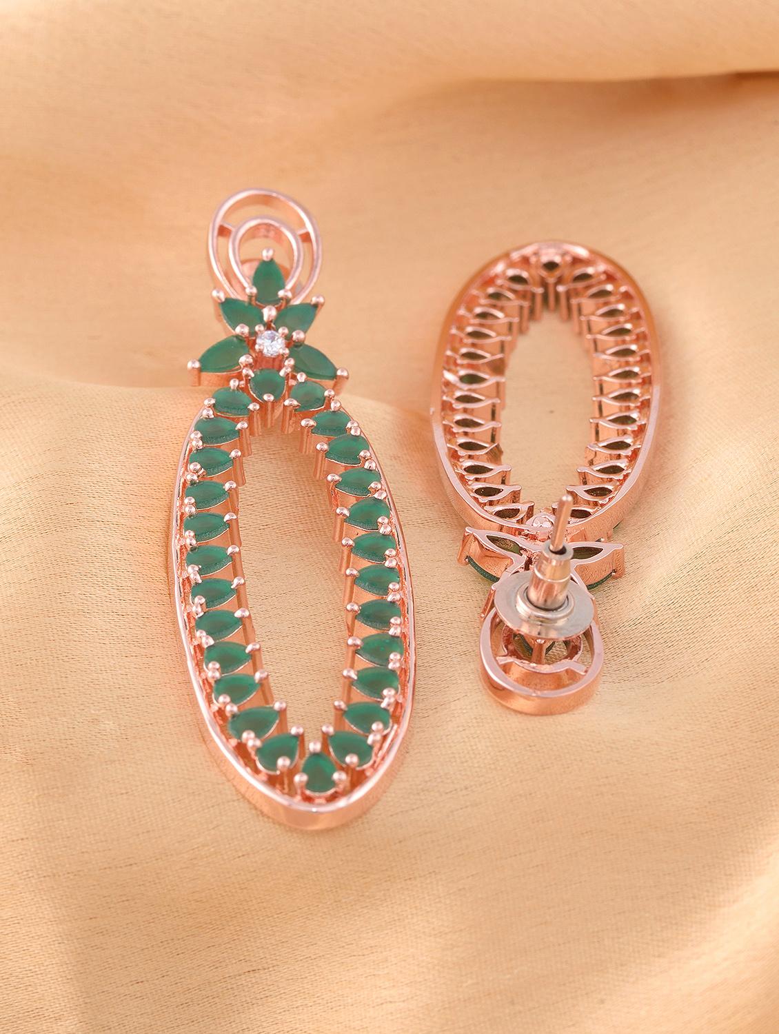green brass drop earring - 17355009 - Zoom Image - 2