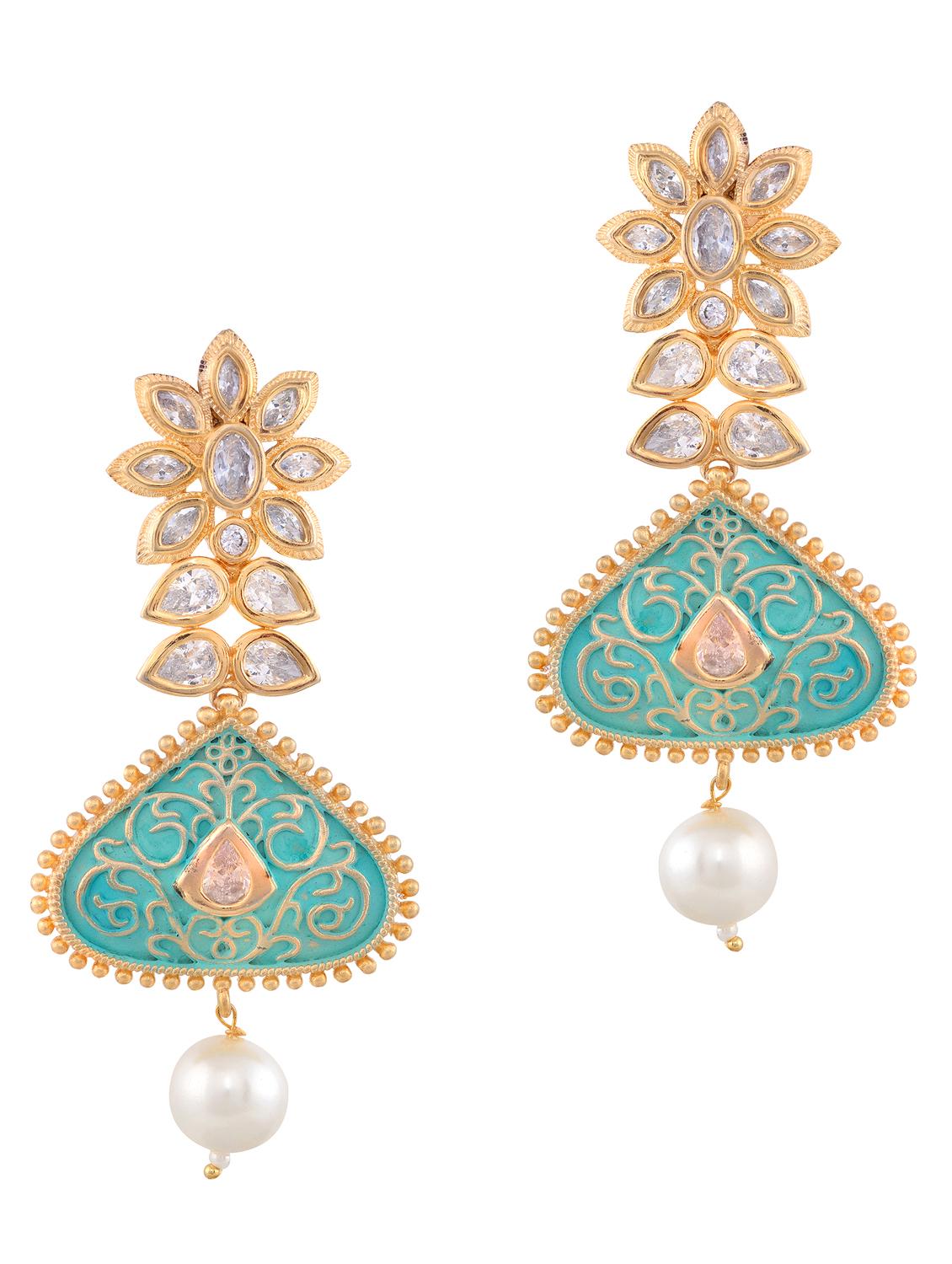 green brass drop earring - 17355015 - Zoom Image - 1