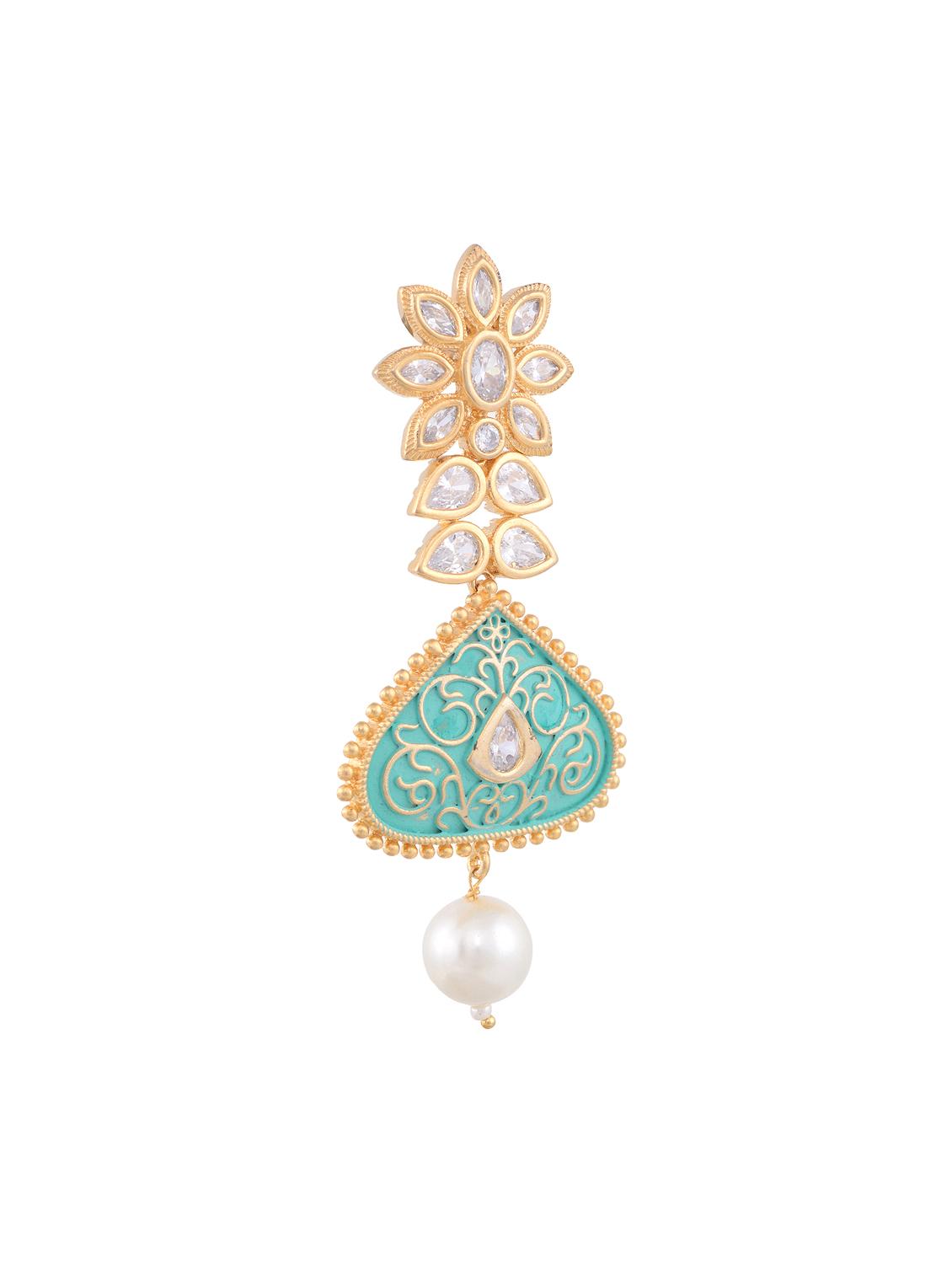 green brass drop earring - 17355015 - Zoom Image - 3