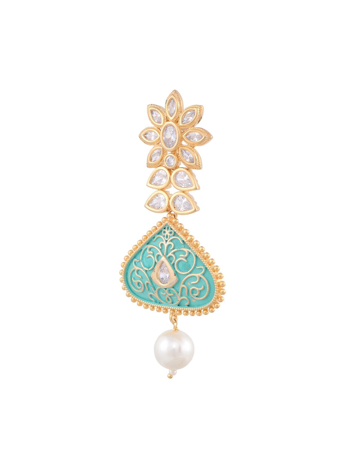 green brass drop earring - 17355015 - Zoom Image - 4