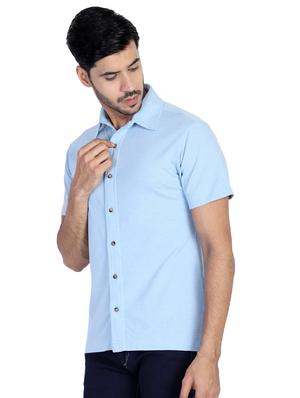 light blue solid casual shirt - 17355138 - Standard Image - 2
