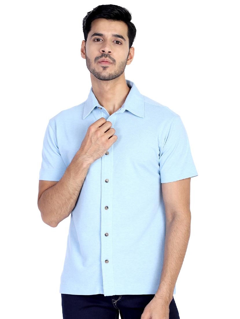 light blue solid casual shirt - 17355138 - Zoom Image - 1