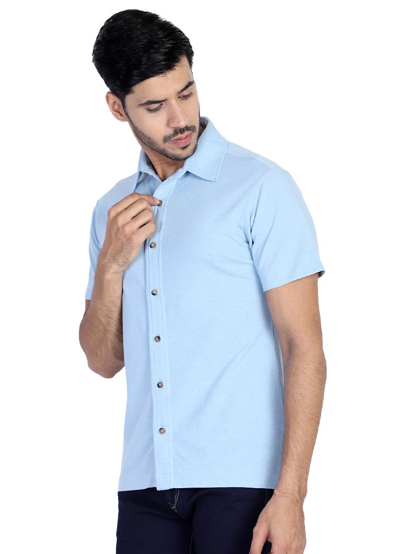 light blue solid casual shirt - 17355138 - Zoom Image - 2