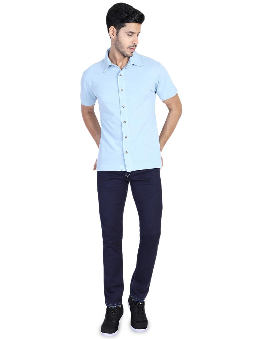 light blue solid casual shirt - 17355138 - Zoom Image - 4