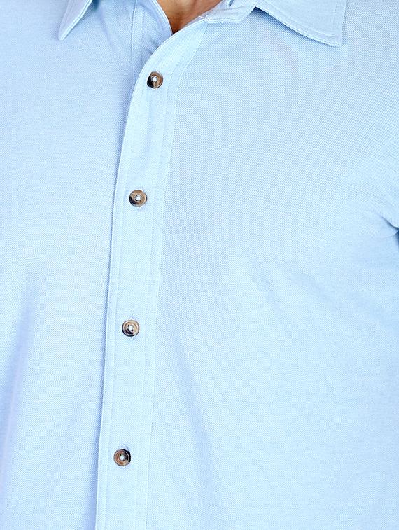 light blue solid casual shirt - 17355138 - Zoom Image - 5
