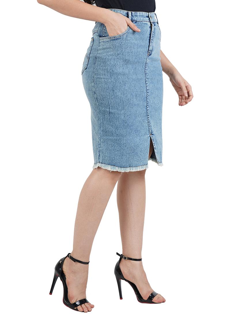 frayed hem denim skirt - 17355259 - Zoom Image - 2