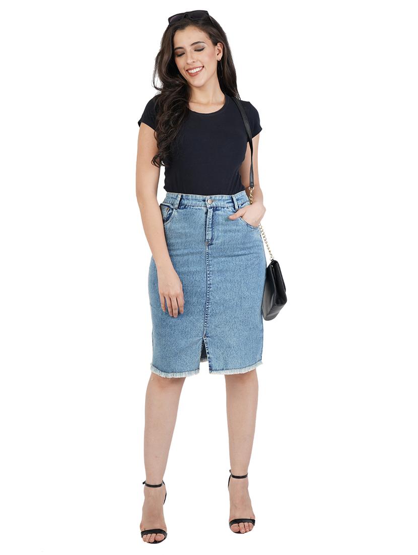 frayed hem denim skirt - 17355259 - Zoom Image - 4