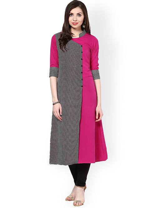 checkered a-line kurta - 17355433 - Standard Image - 1