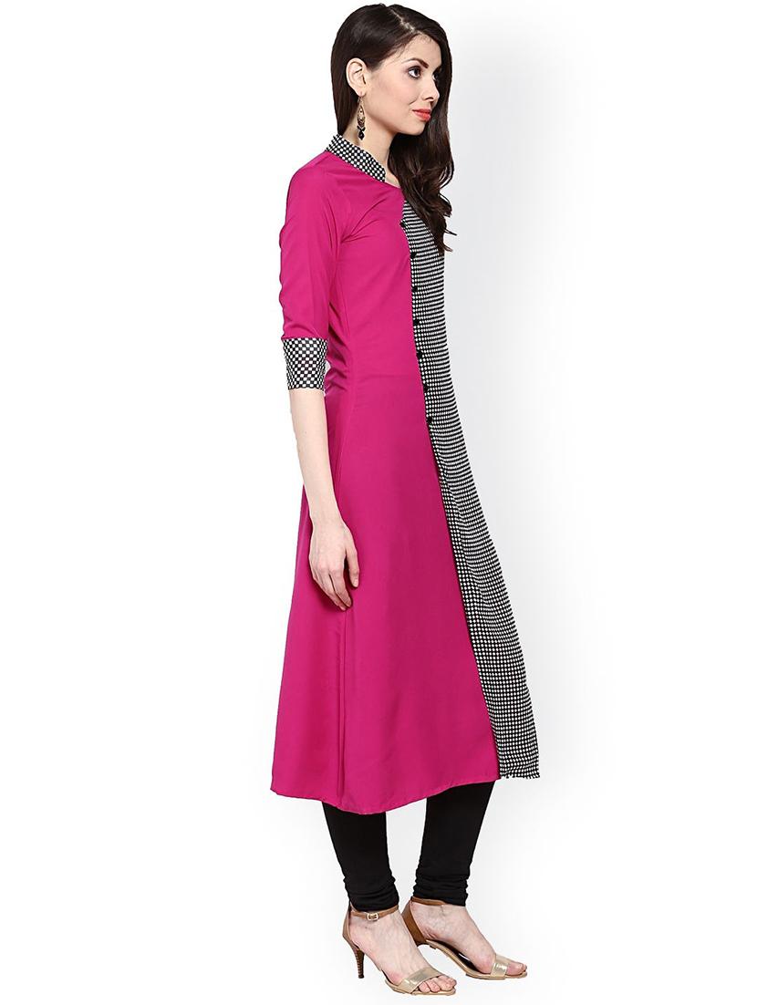 checkered a-line kurta - 17355433 - Zoom Image - 2