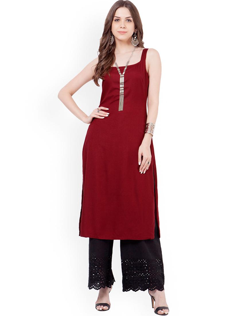 solid straight kurta - 17355438 - Zoom Image - 1