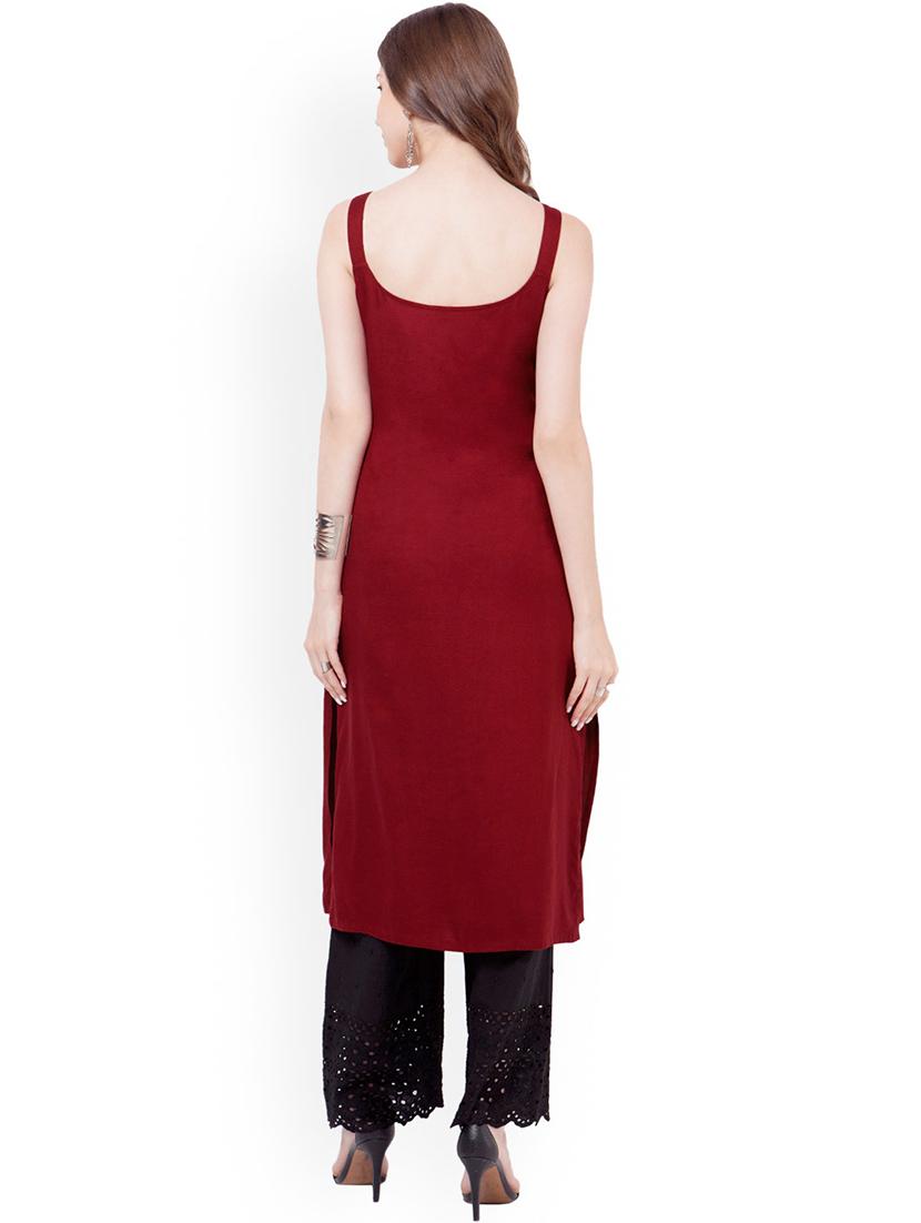 solid straight kurta - 17355438 - Zoom Image - 3