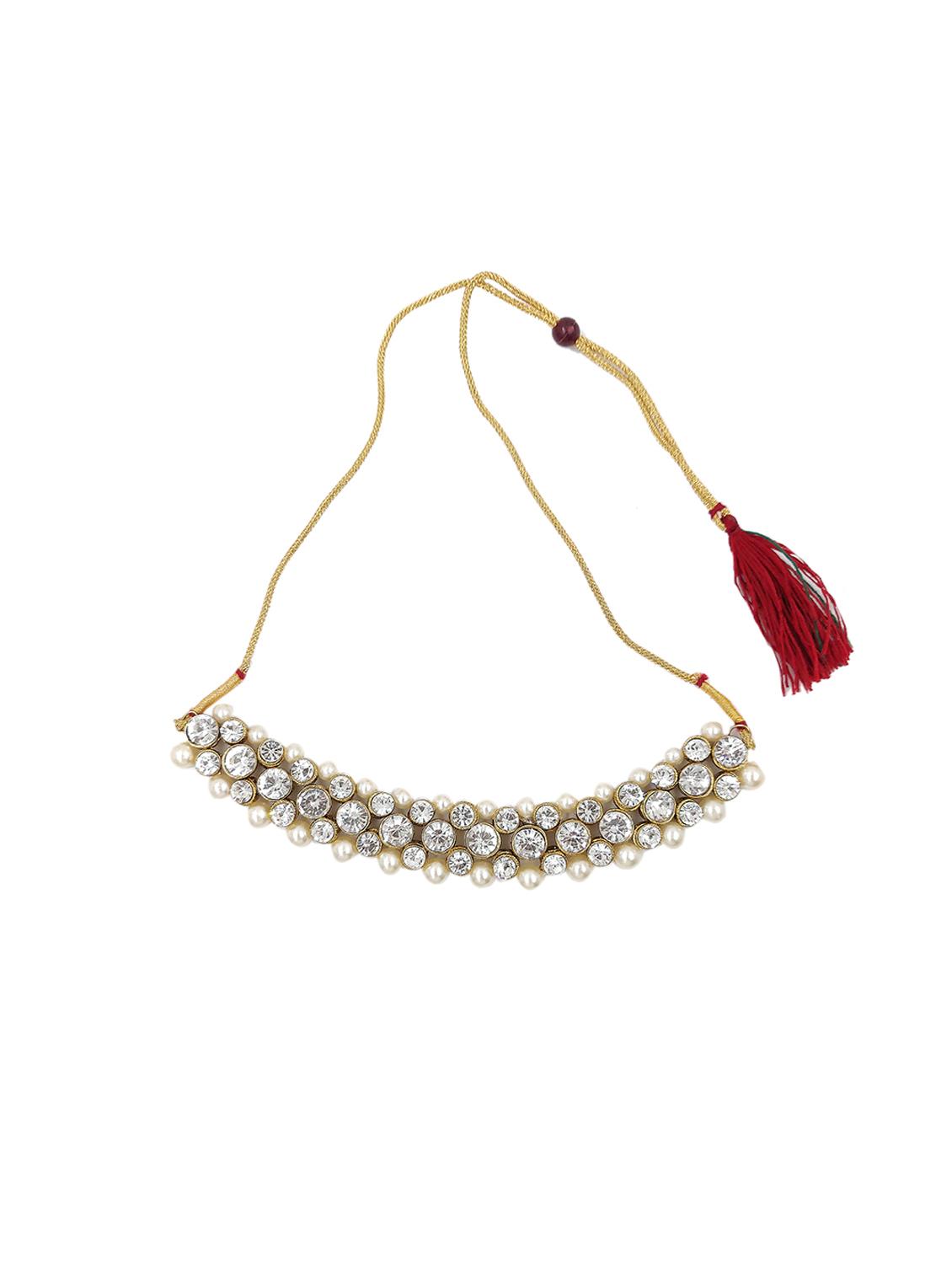 white gold plated choker and earring - 17355570 - Zoom Image - 2