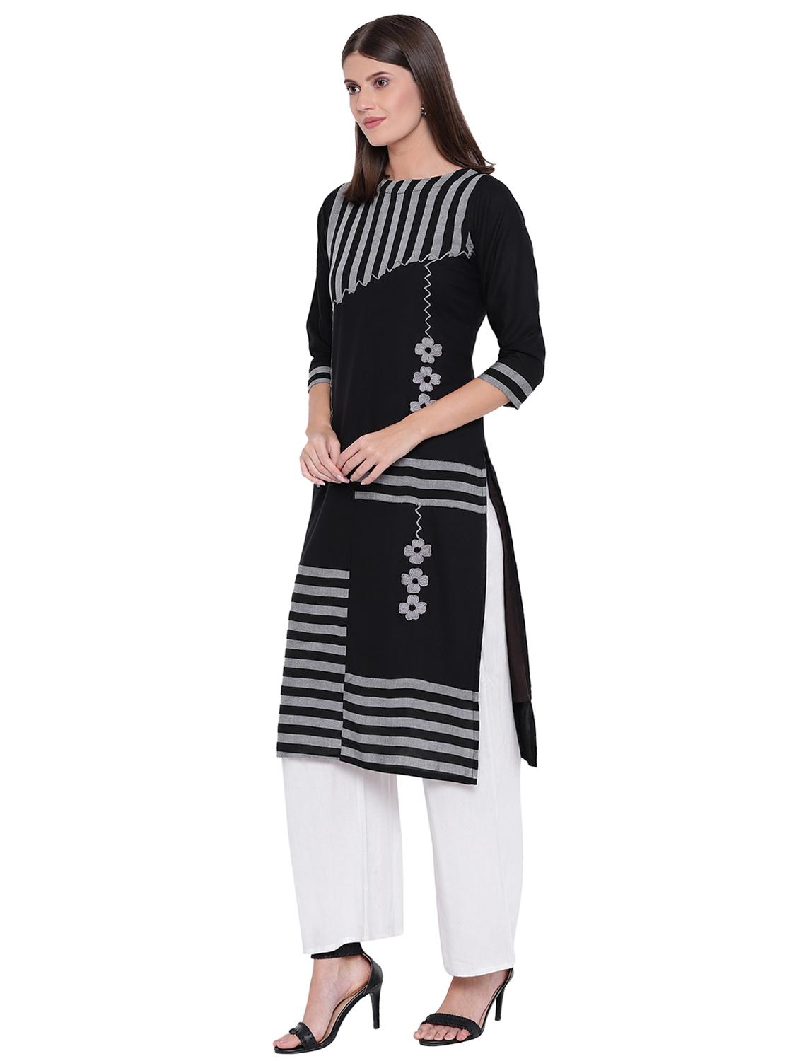 striped straight kurta - 17355624 - Zoom Image - 2