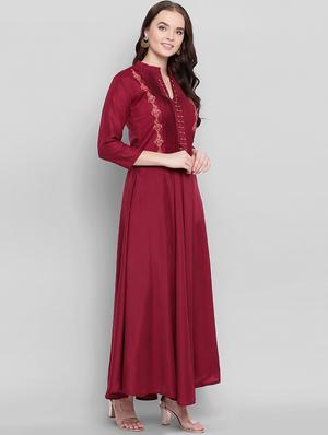 solid embroidered flared kurta - 17355646 - Standard Image - 2