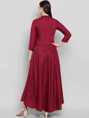 solid embroidered flared kurta - 17355646 - Standard Image - 3