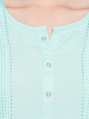 lace detailed solid straight kurta - 17355661 - Standard Image - 4