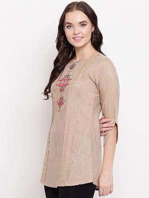 embroidered a-line kurti - 17355667 - Standard Image - 2