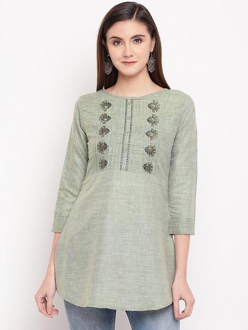 embroidered a-line kurti - 17355671 - Standard Image - 1
