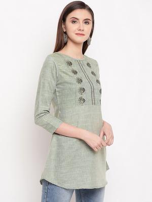 embroidered a-line kurti - 17355671 - Standard Image - 2