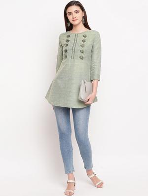 embroidered a-line kurti - 17355671 - Standard Image - 4