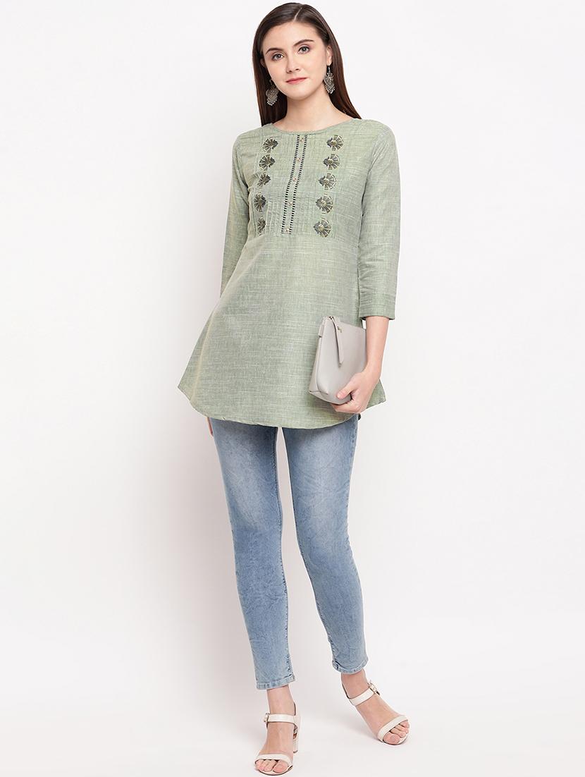 embroidered a-line kurti - 17355671 - Zoom Image - 4