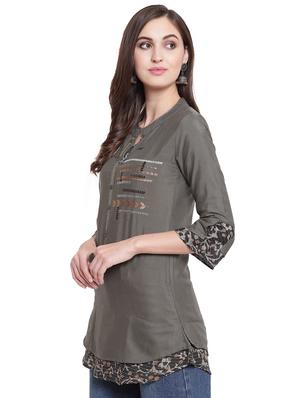 embroidered a-line kurti - 17355683 - Standard Image - 2