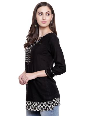 embroidered a-line kurti - 17355685 - Standard Image - 2
