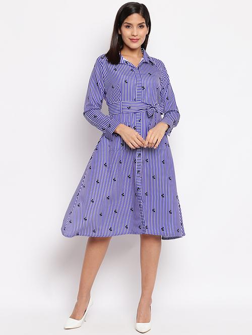 tie front striped dress - 17355780 - Standard Image - 1