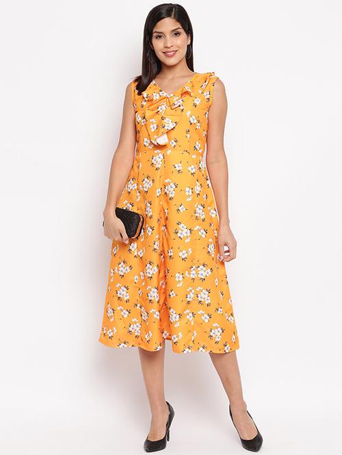 ruffle detail floral a-line dress - 17355783 - Standard Image - 1