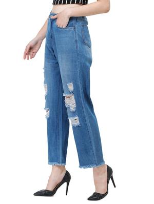 high rise ripped boyfriend jeans - 17356088 - Standard Image - 2