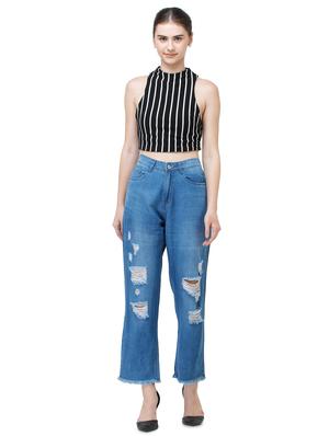 high rise ripped boyfriend jeans - 17356088 - Standard Image - 5