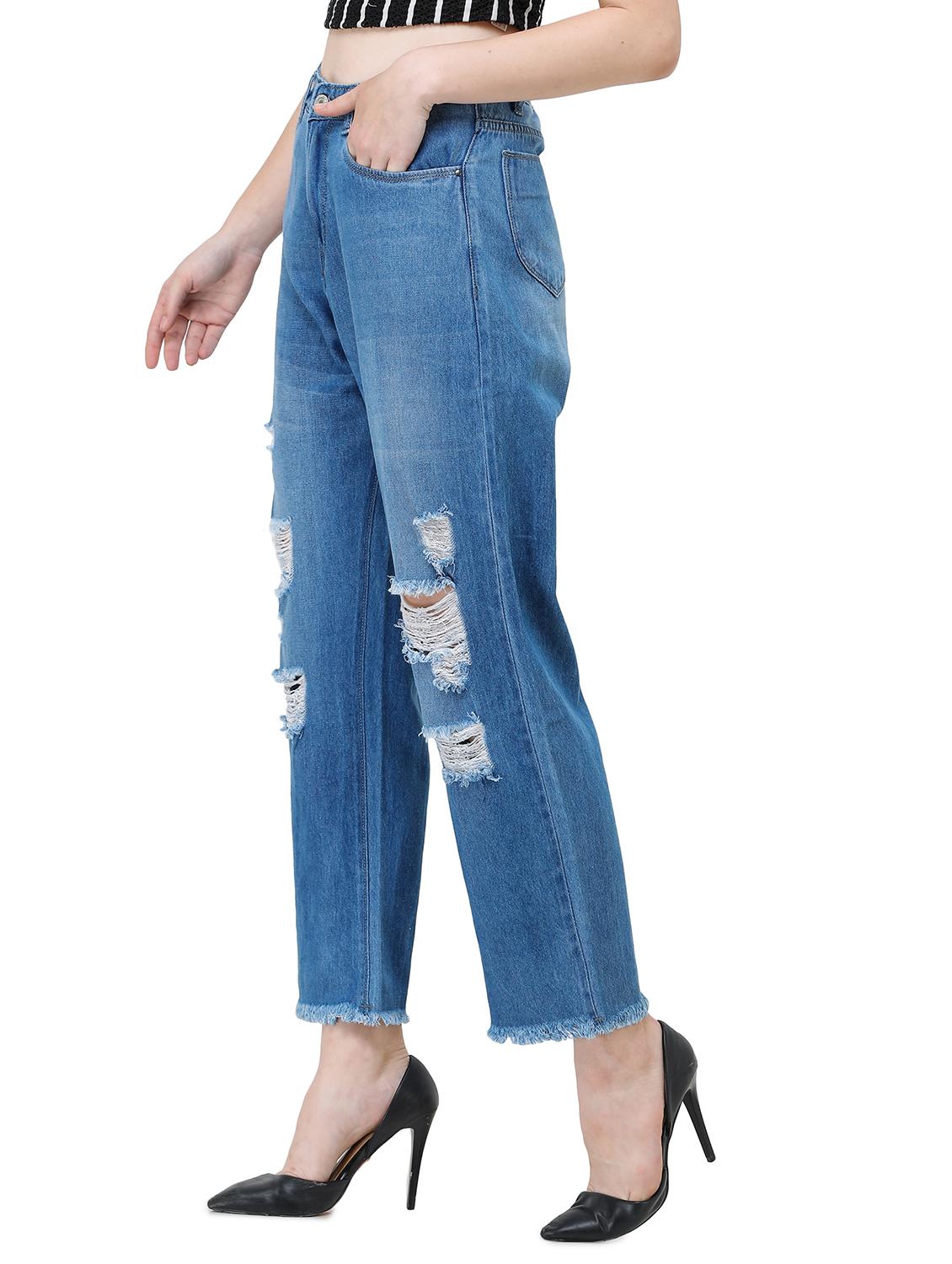 high rise ripped boyfriend jeans - 17356088 - Zoom Image - 2