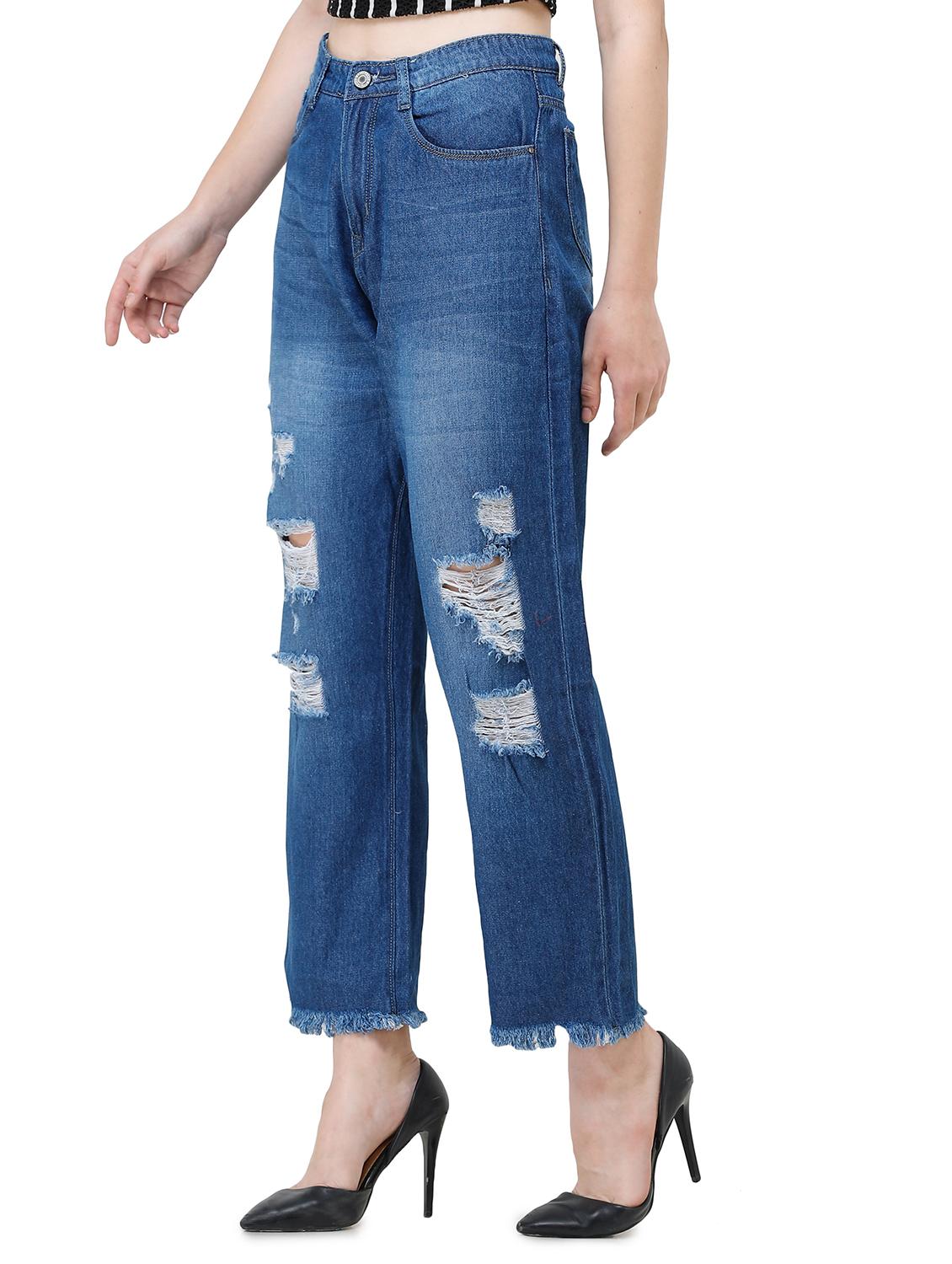 high rise ripped boyfriend jeans - 17356089 - Zoom Image - 3