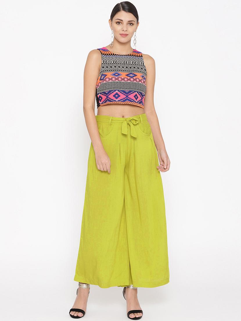 tie front flared palazzo - 17356273 - Zoom Image - 4