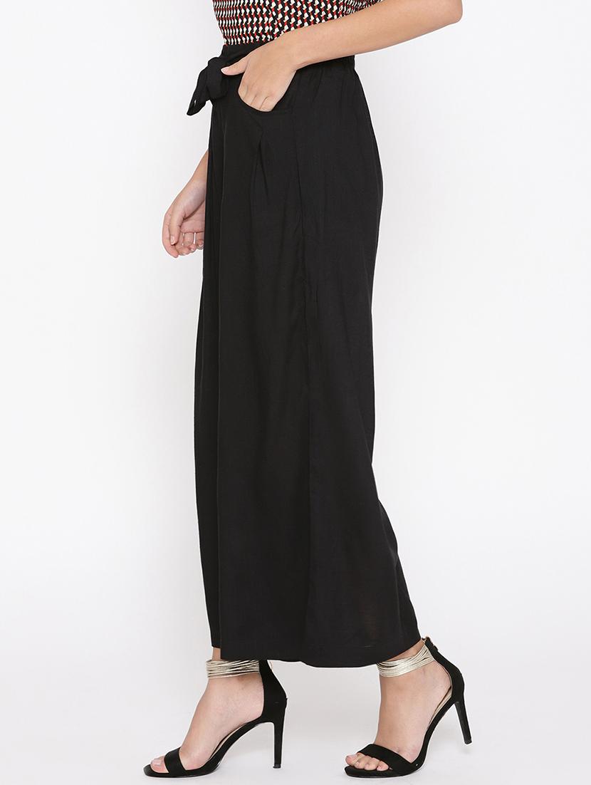 tie front flared palazzo - 17356275 - Zoom Image - 2