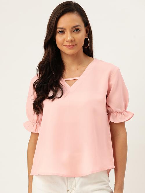puff sleeves pastel top - 17356285 - Standard Image - 1