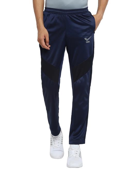 navy blue color block full length track pant - 17356542 - Standard Image - 1