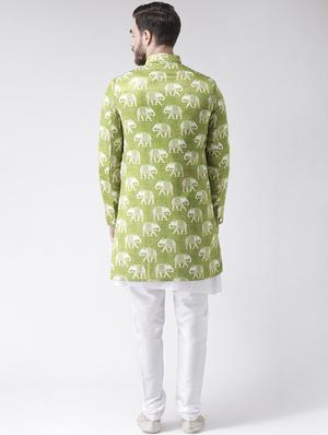green printed sherwani set - 17356760 - Standard Image - 3