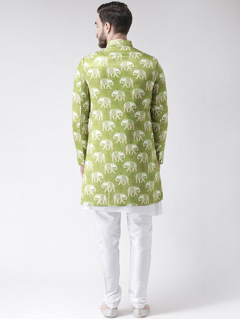 green printed sherwani set - 17356760 - Zoom Image - 3