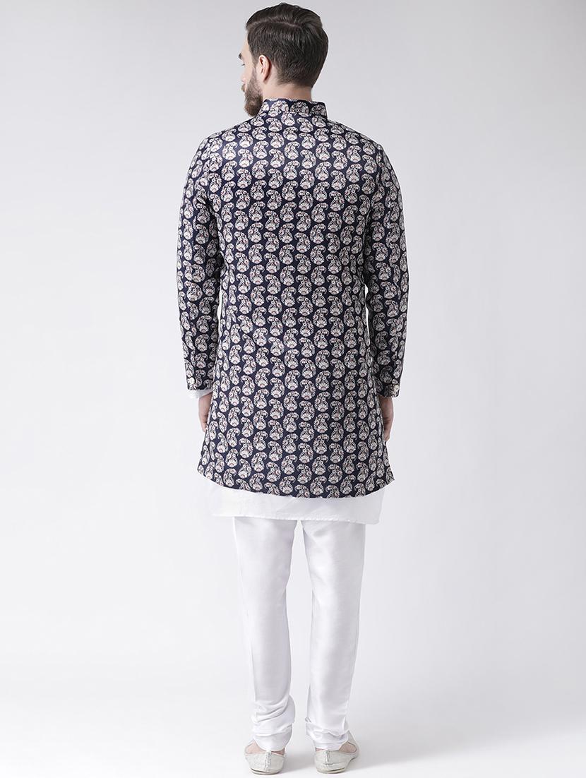 navy blue printed sherwani set - 17356764 - Zoom Image - 3