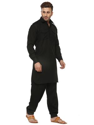 black solid pathani set - 17356796 - Standard Image - 2