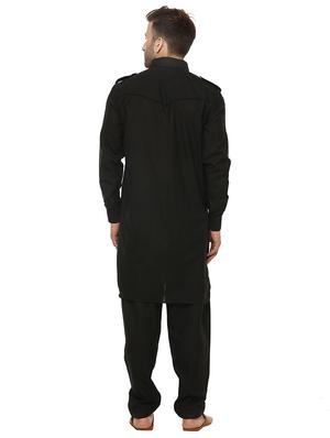 black solid pathani set - 17356796 - Standard Image - 3