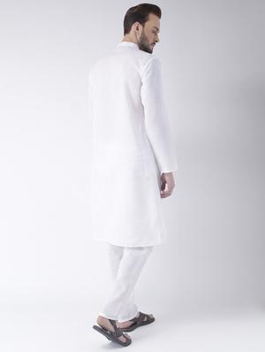 white solid kurta pyjama set - 17356798 - Standard Image - 3