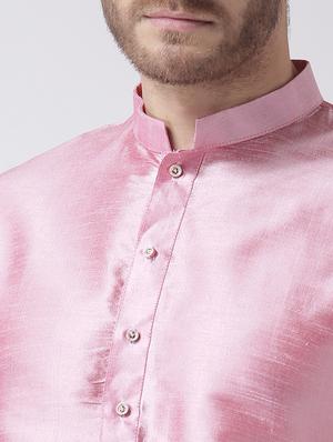 pink solid dupion dhoti kurta set - 17356817 - Standard Image - 4